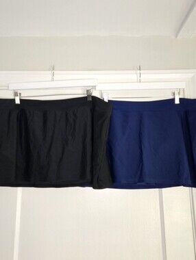 Basic Editions Black and Navy Blue Swim Skirt Bundle Women's 18